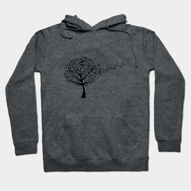 Music tree with flying musical notes Hoodie by beakraus